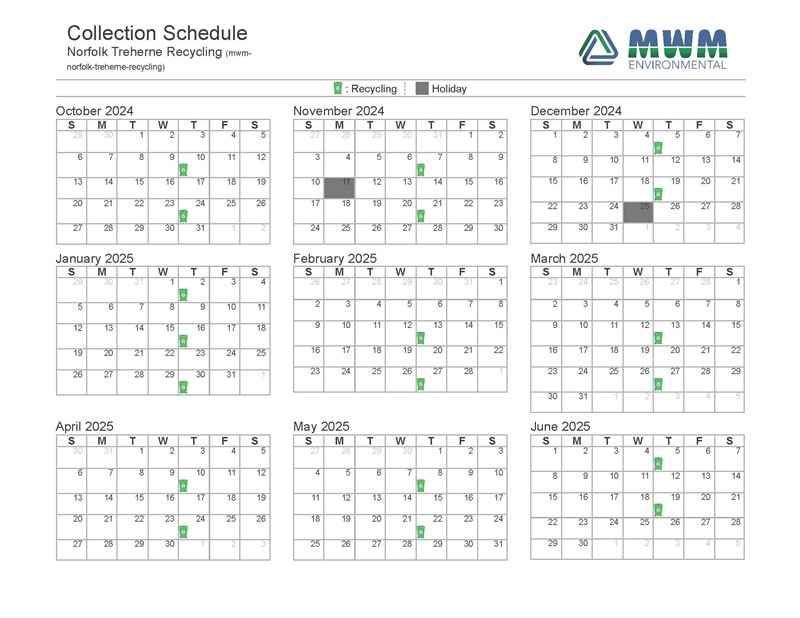 2025 Recycling Schedule