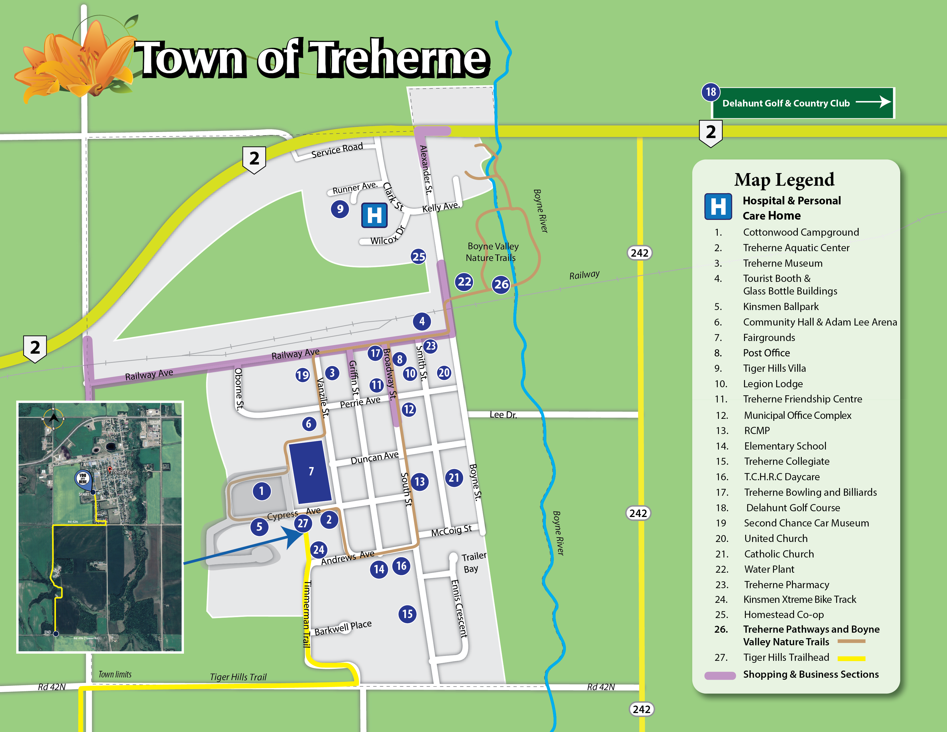 Treherne Tourist Map